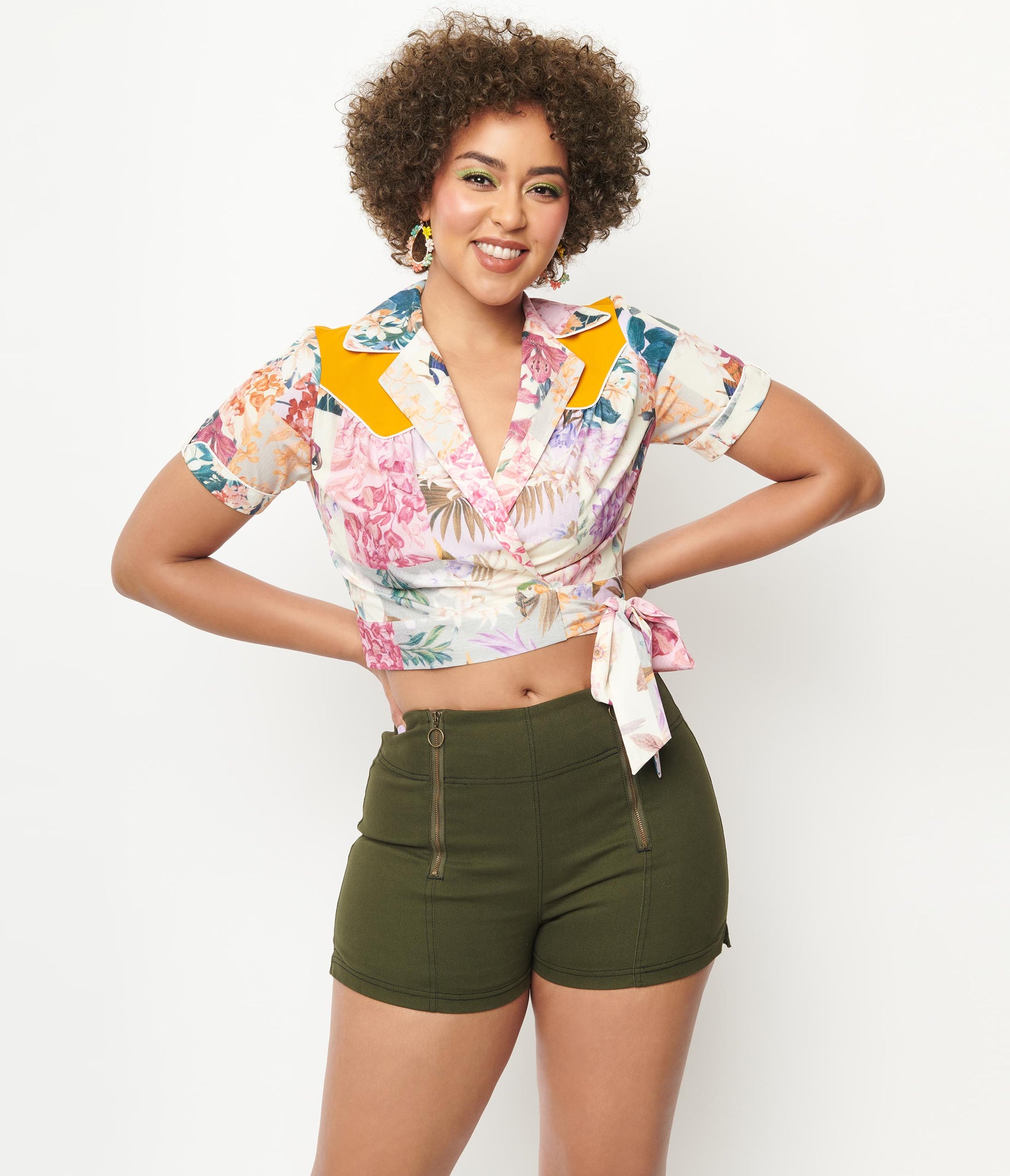 1960s Unique Vintage Olive Denim Summer Love Shorts