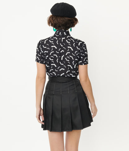 1960s Smak Parlour Black Pleated Mini Skirt