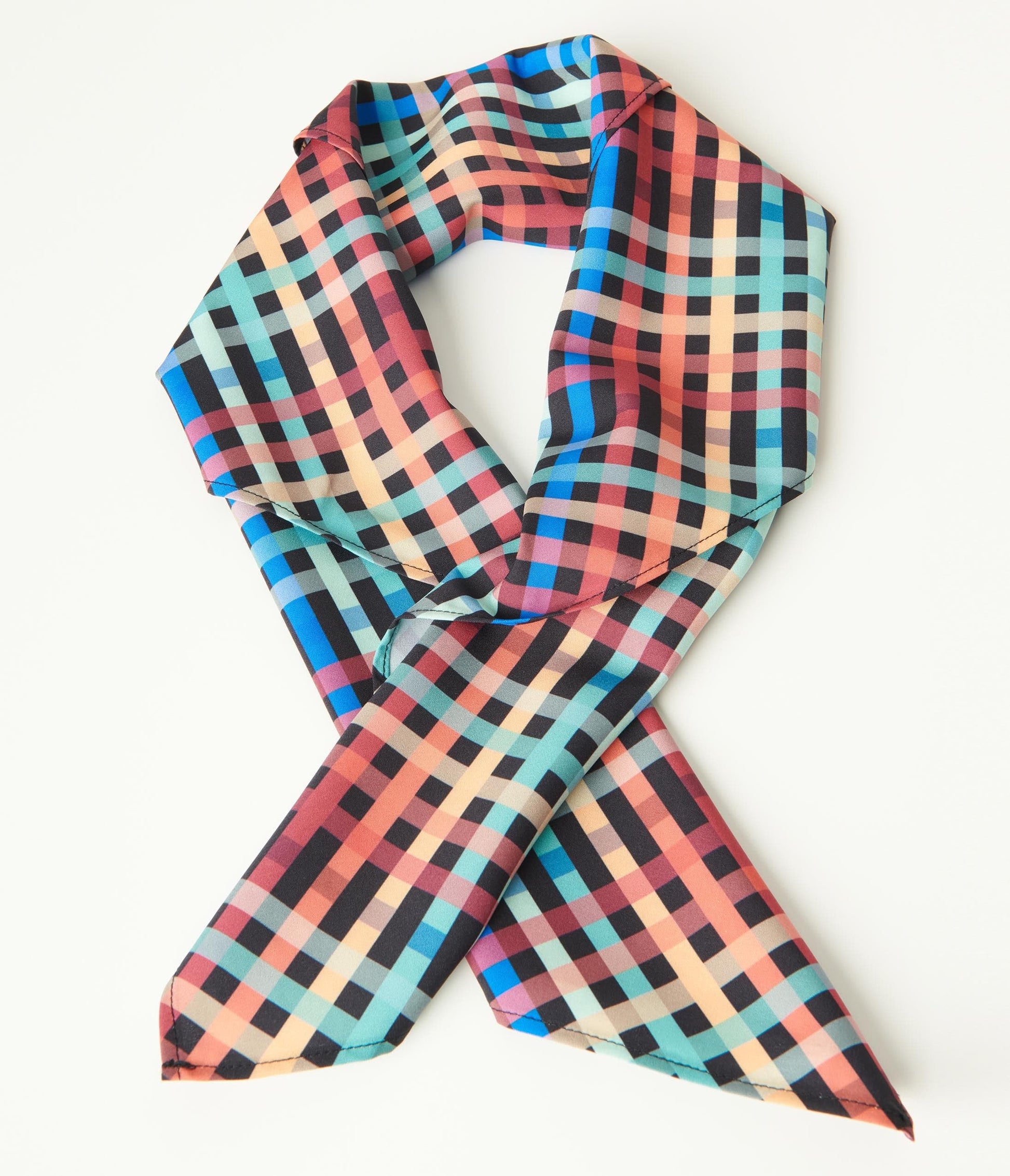 1950s Unique Vintage Rainbow Madras Plaid Hair Scarf