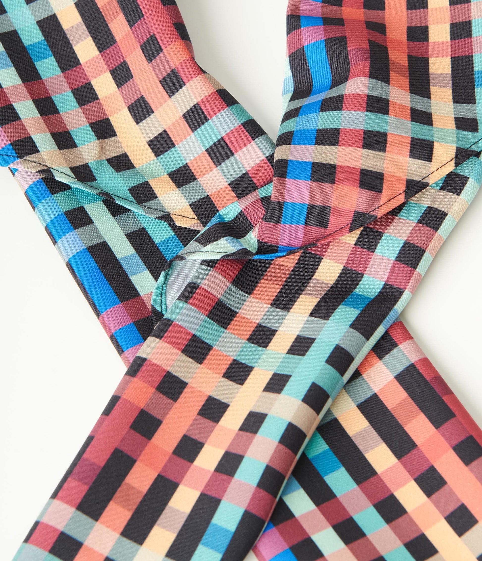 1950s Unique Vintage Rainbow Madras Plaid Hair Scarf