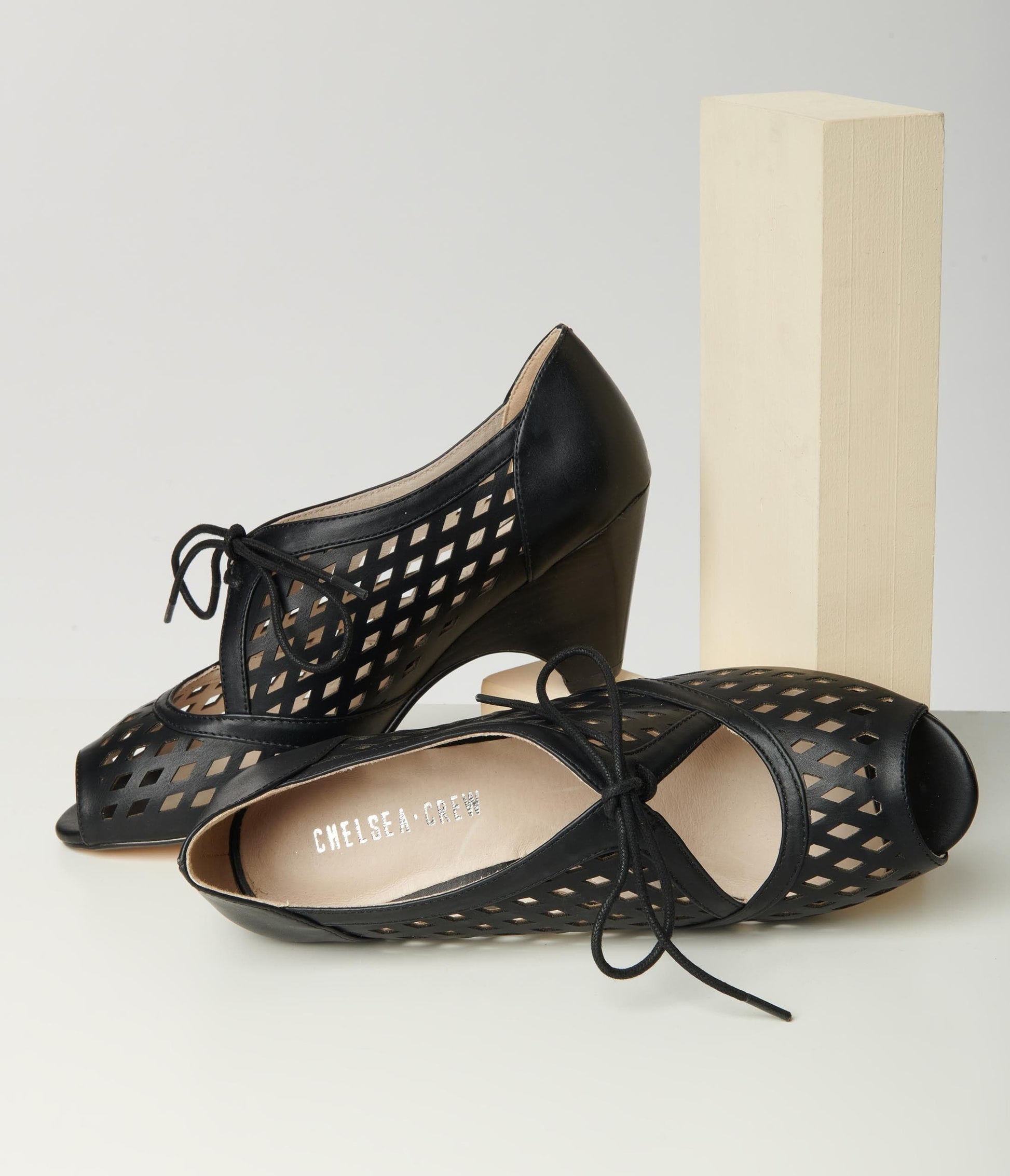 1940s Chelsea Crew Black Peep Toe Jojo Heels