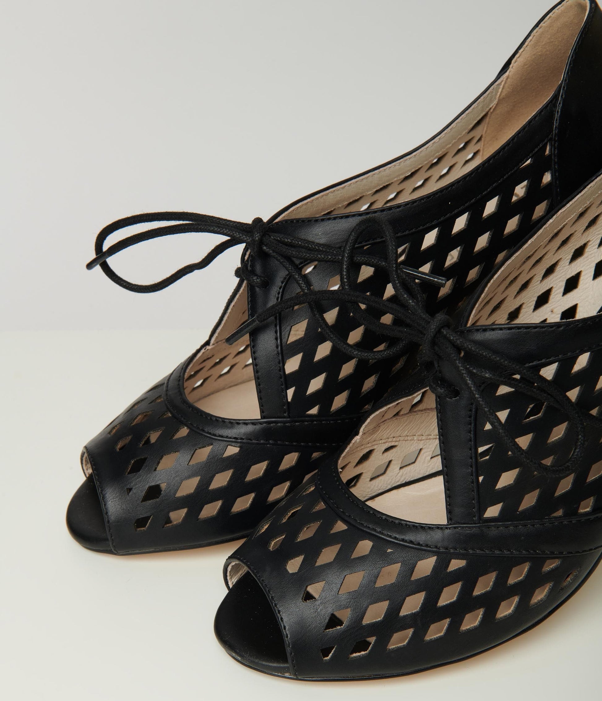 1940s Chelsea Crew Black Peep Toe Jojo Heels
