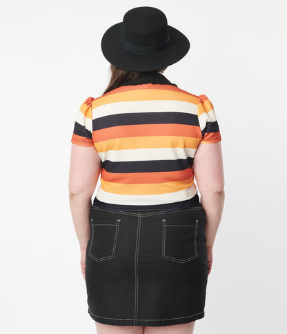 1960s Unique Vintage Plus Size Black What A Classic Denim Mini Skirt