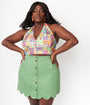Smak Parlour Plus Size 1970s Lime Green Campus Mini Skirt