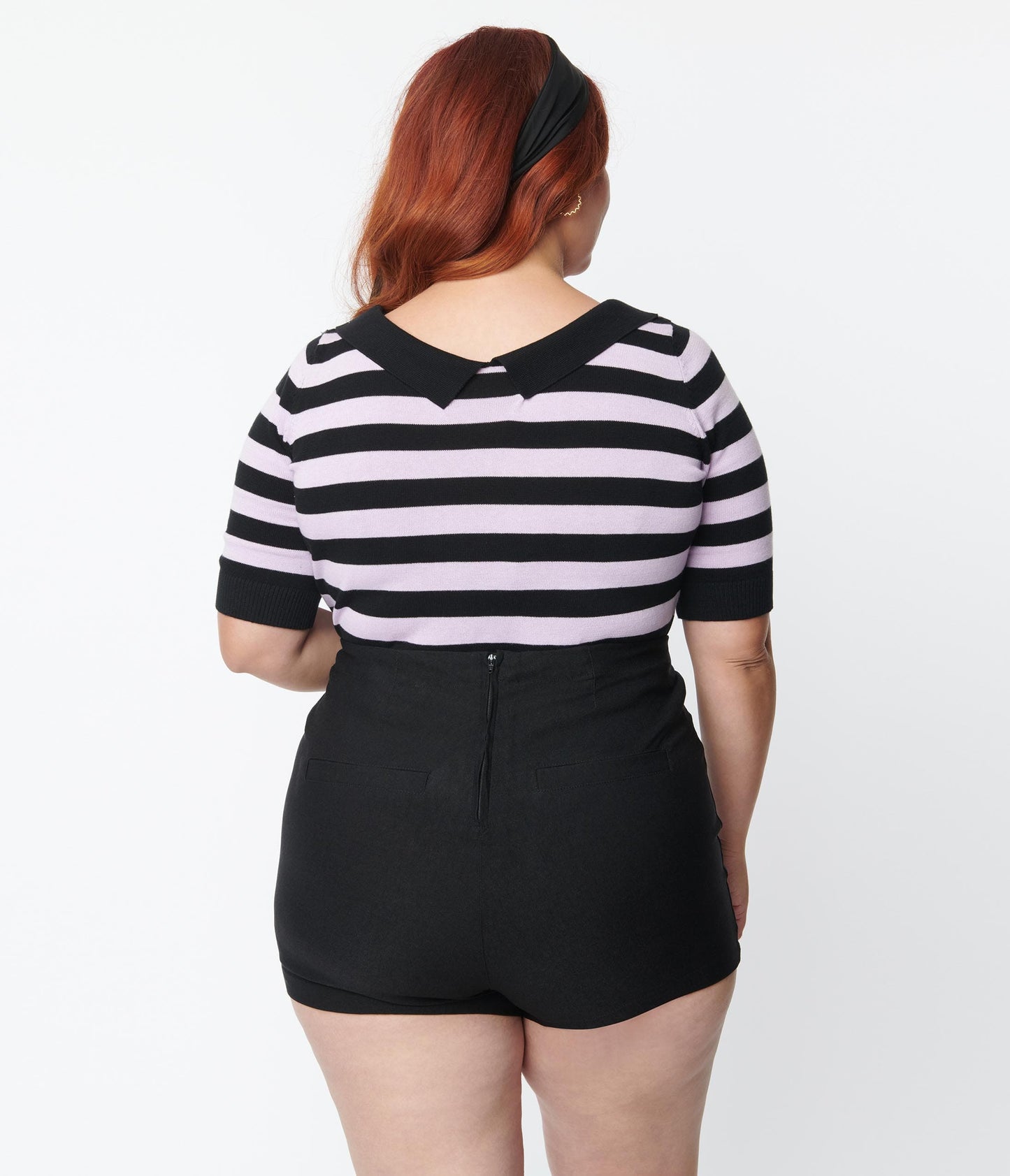 Collectif Plus Size Black & Purple Stripe Babette Knit Top