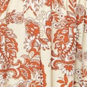 Unique Vintage Beige & Brick Red Paisley Buttercup Maxi Dress