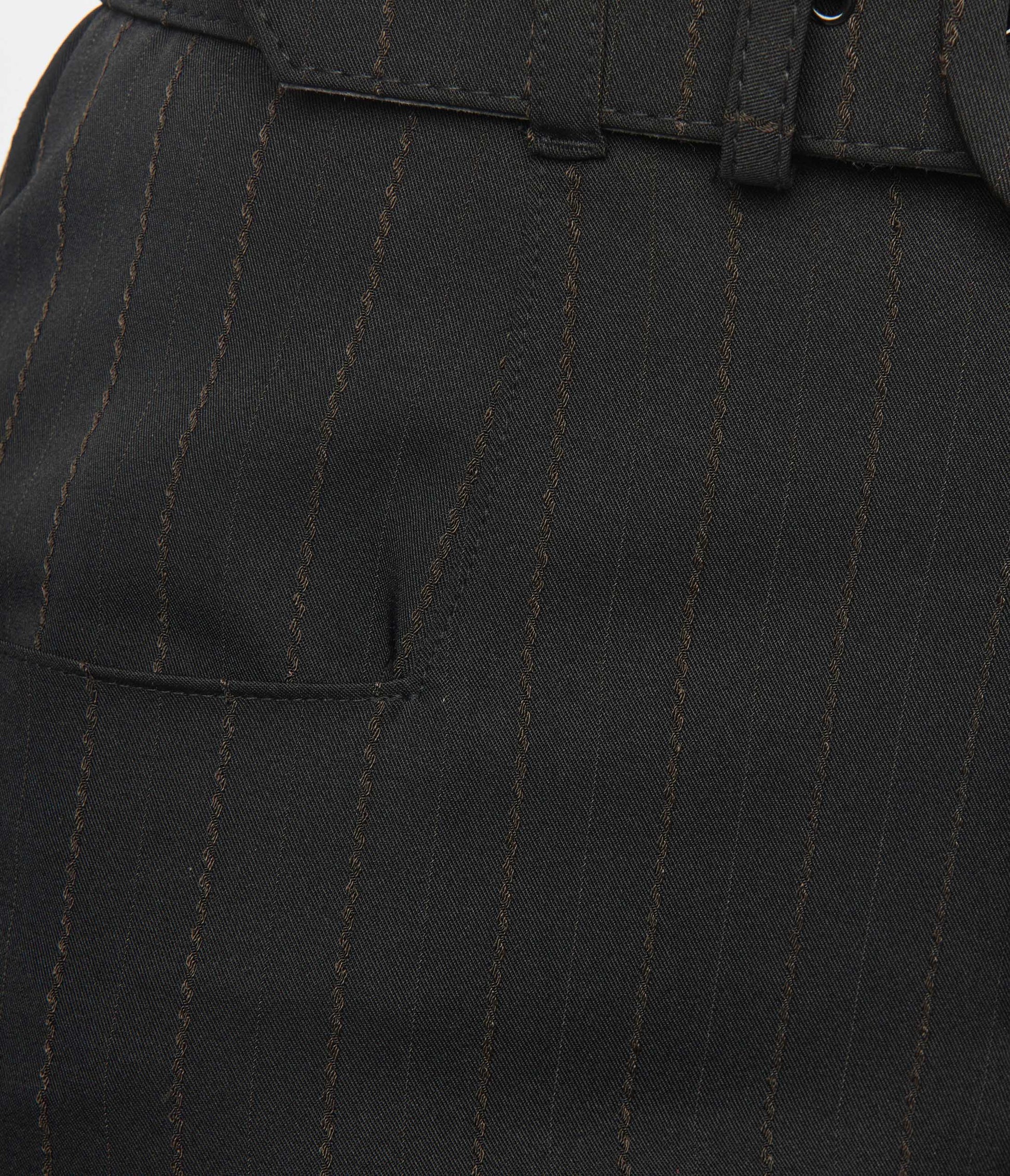 Unique Vintage Black Twill Stripe Ginger Capri Pants