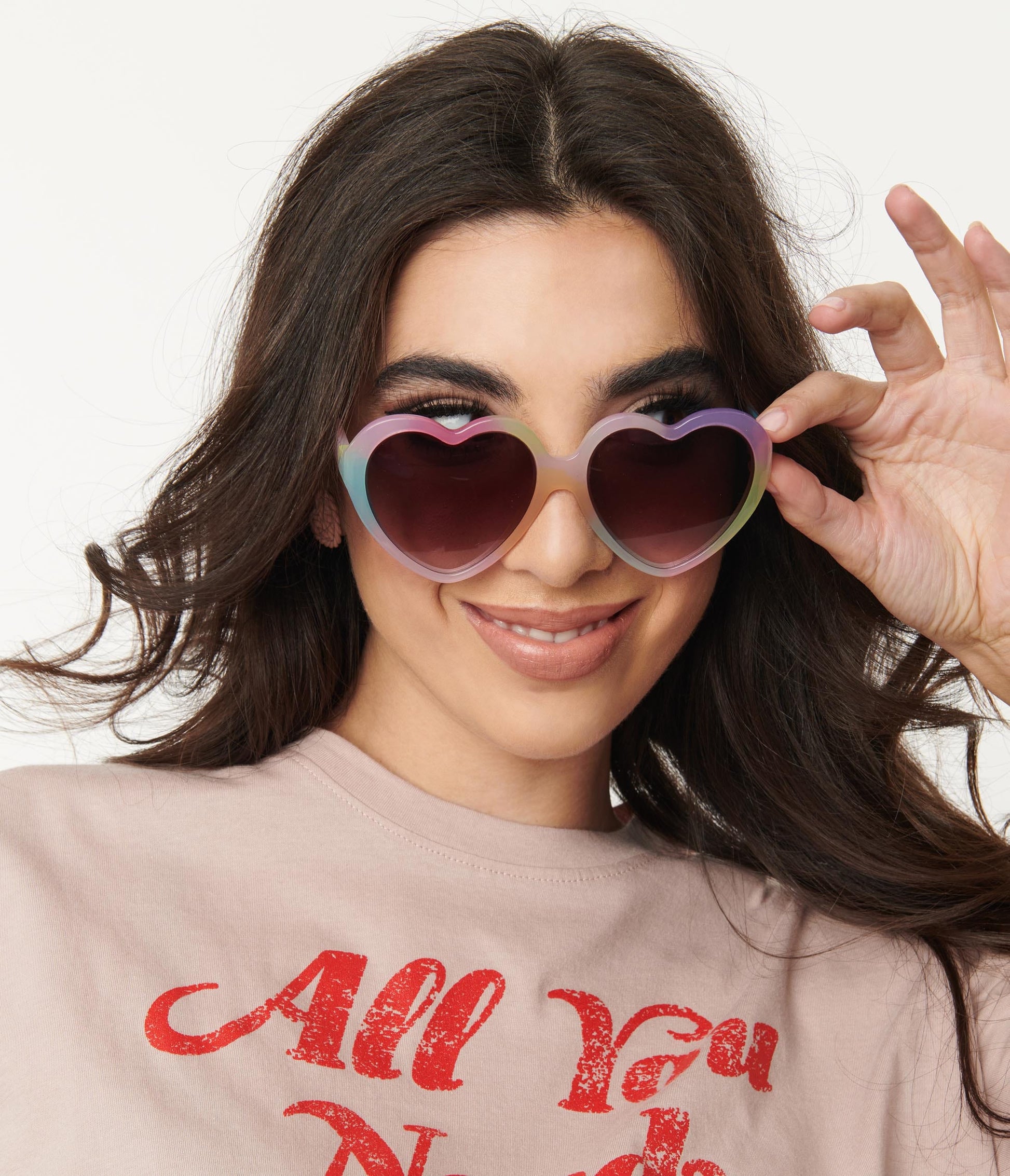 Pastel Rainbow Ombre Candy Heart Sunglasses
