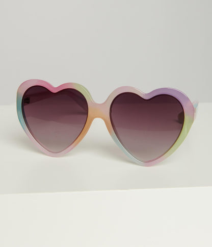 Pastel Rainbow Ombre Candy Heart Sunglasses
