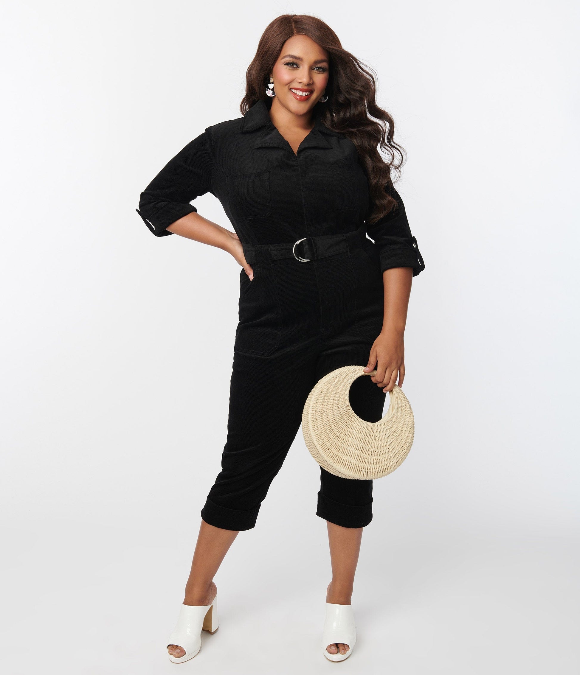 Unique Vintage Plus Size Black Corduroy Trixie Jumpsuit