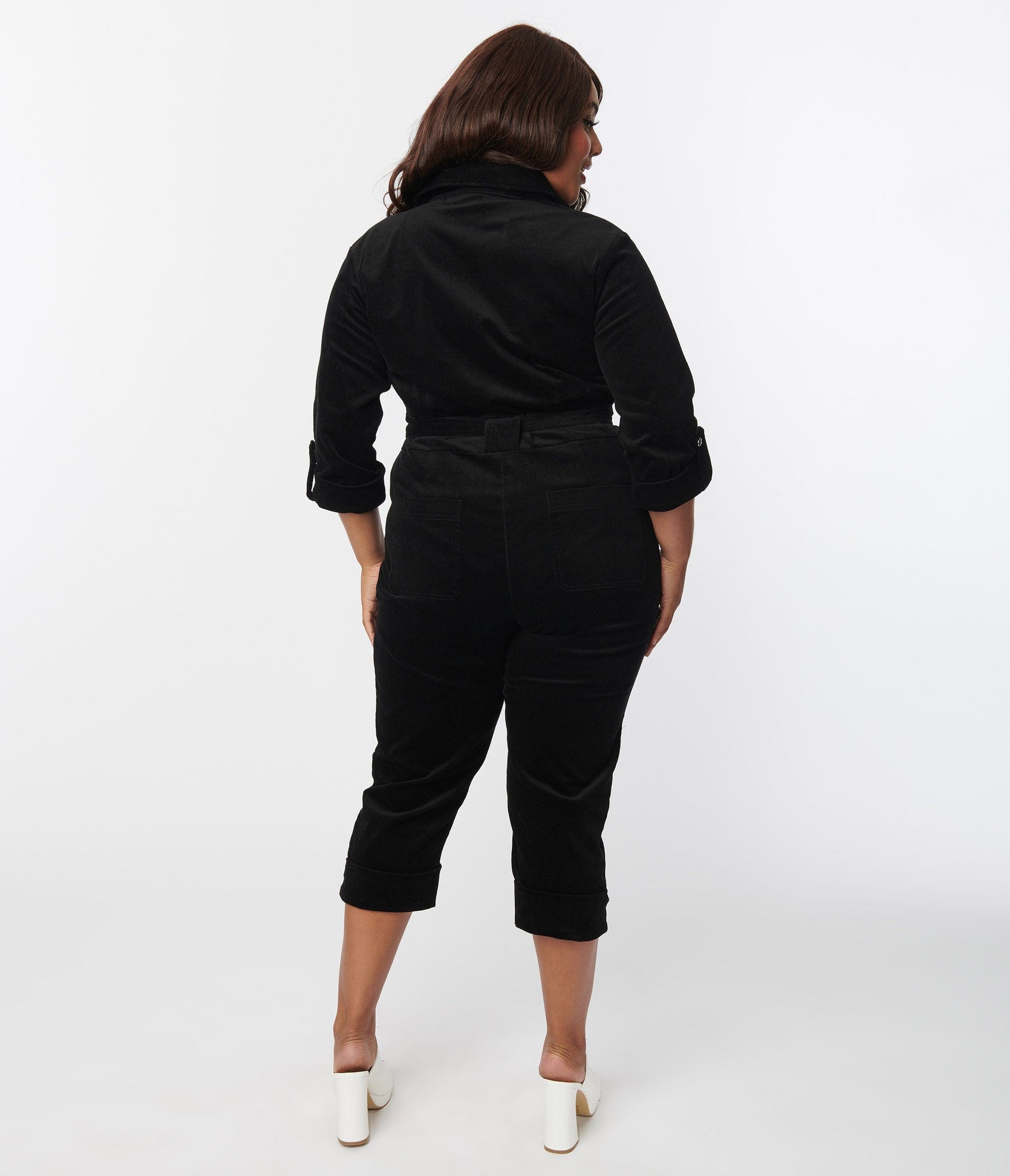 Unique Vintage Plus Size Black Corduroy Trixie Jumpsuit
