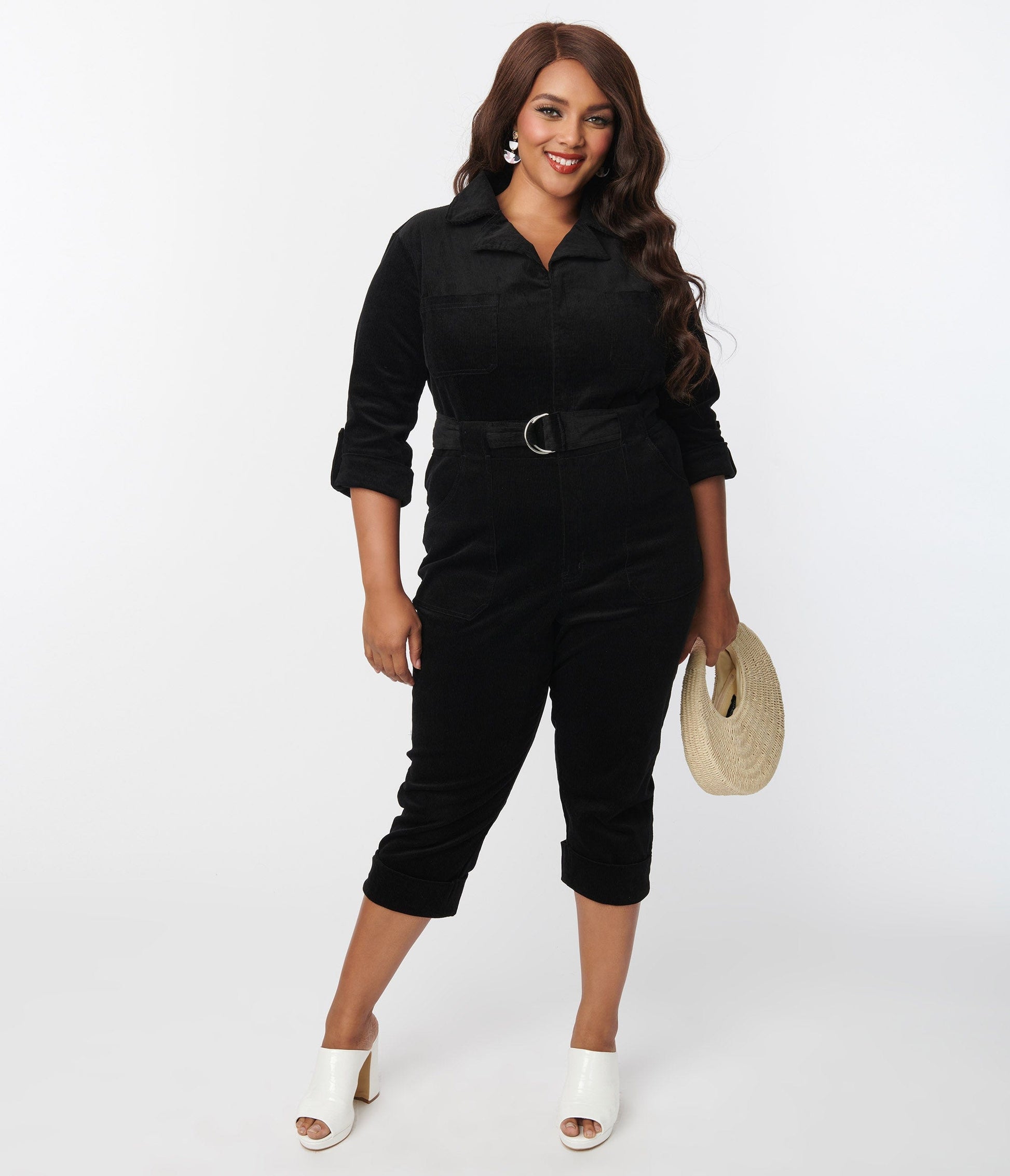 Unique Vintage Plus Size Black Corduroy Trixie Jumpsuit