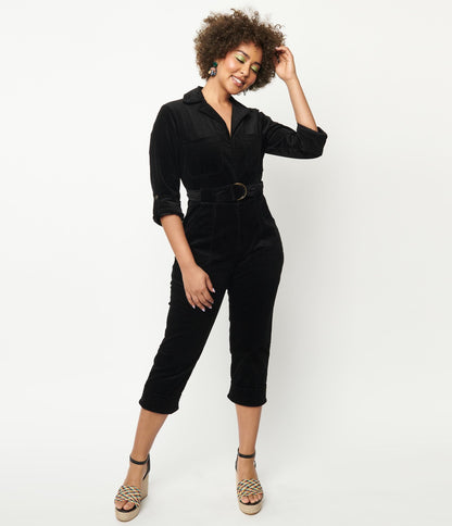 Unique Vintage Black Corduroy Trixie Jumpsuit