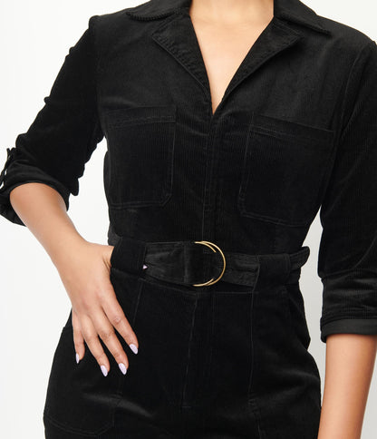 Unique Vintage Black Corduroy Trixie Jumpsuit