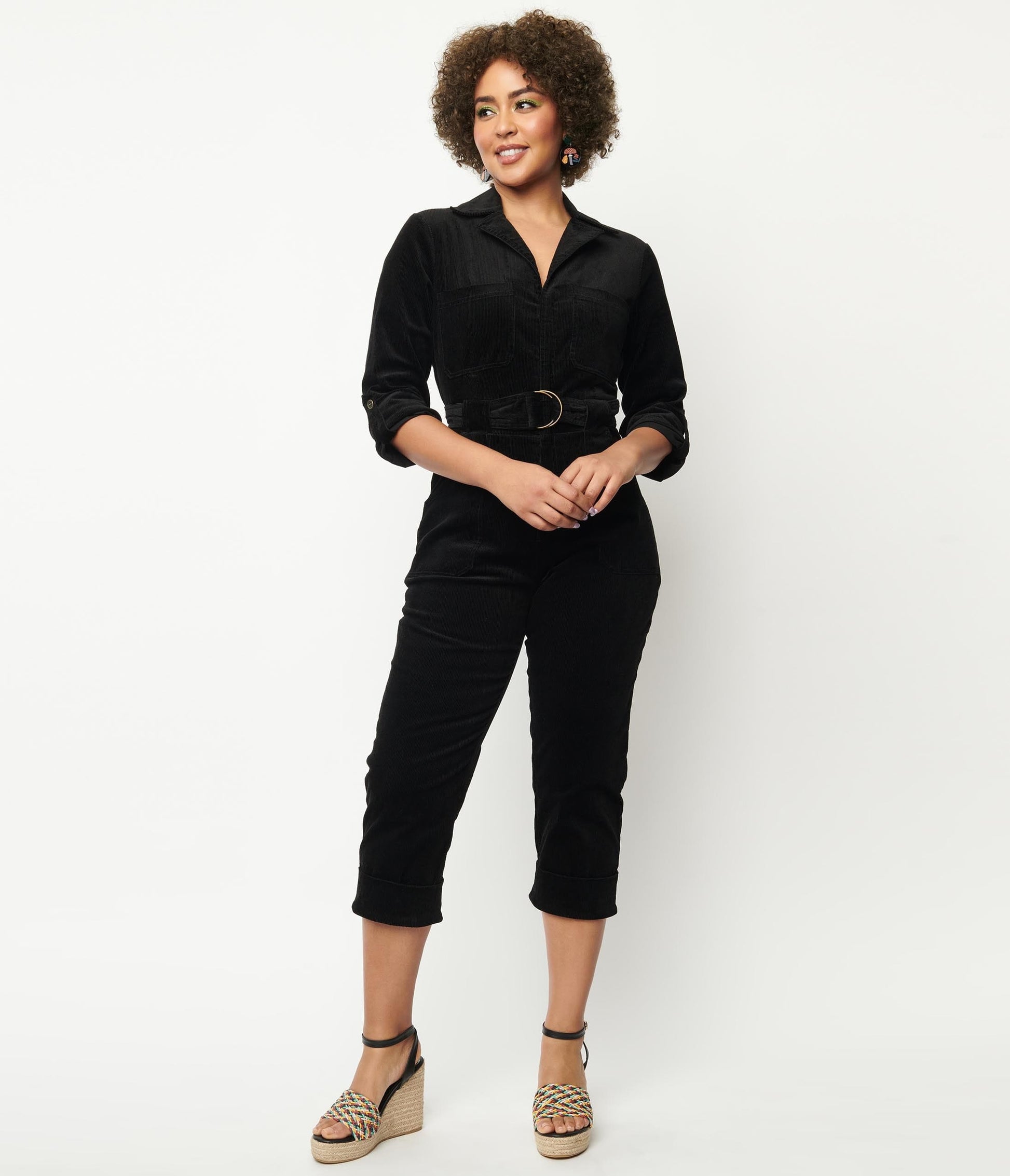 Unique Vintage Black Corduroy Trixie Jumpsuit