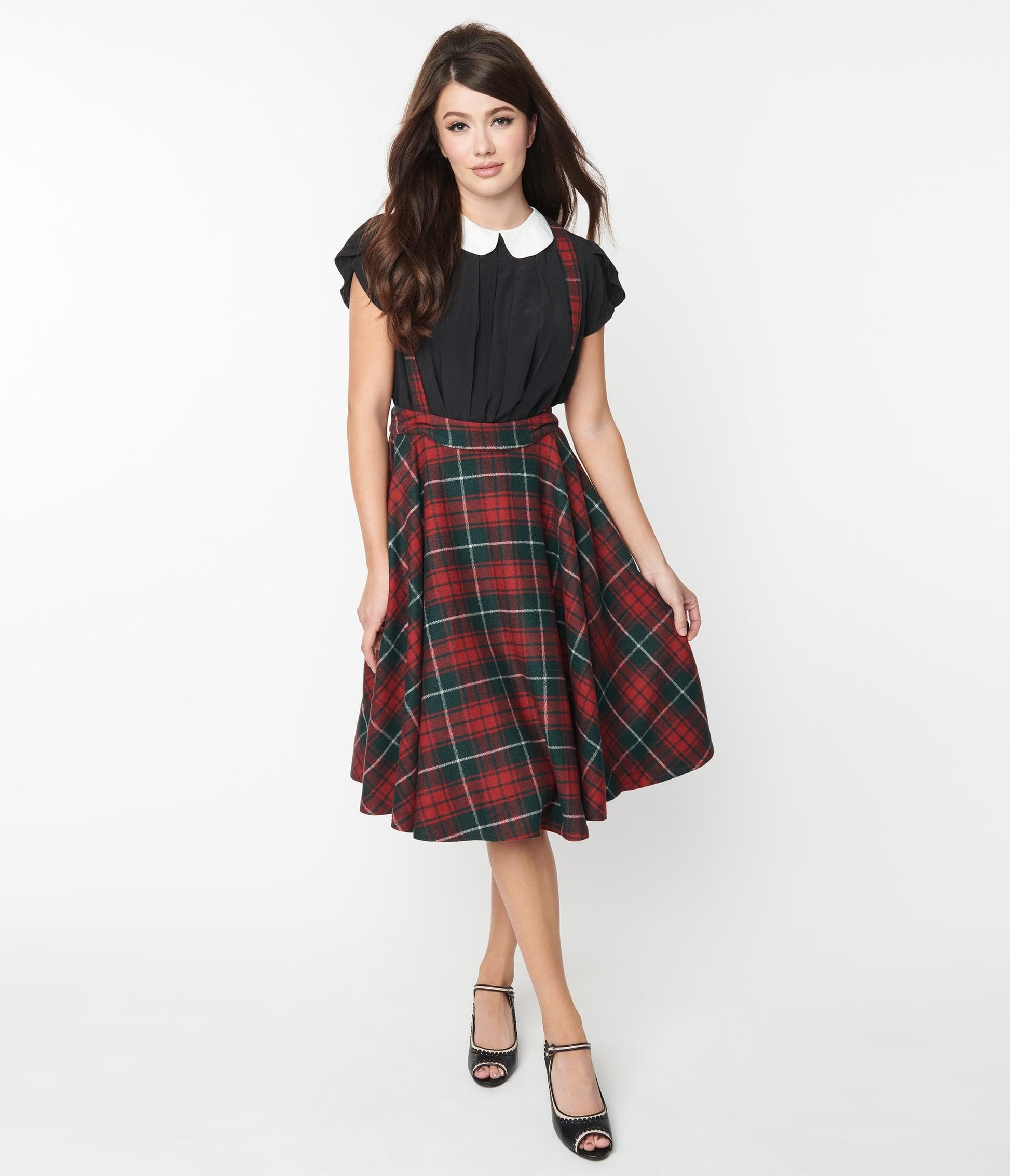 Red & Green Plaid Sophie Suspender Swing Skirt
