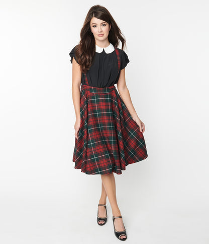 Red & Green Plaid Sophie Suspender Swing Skirt