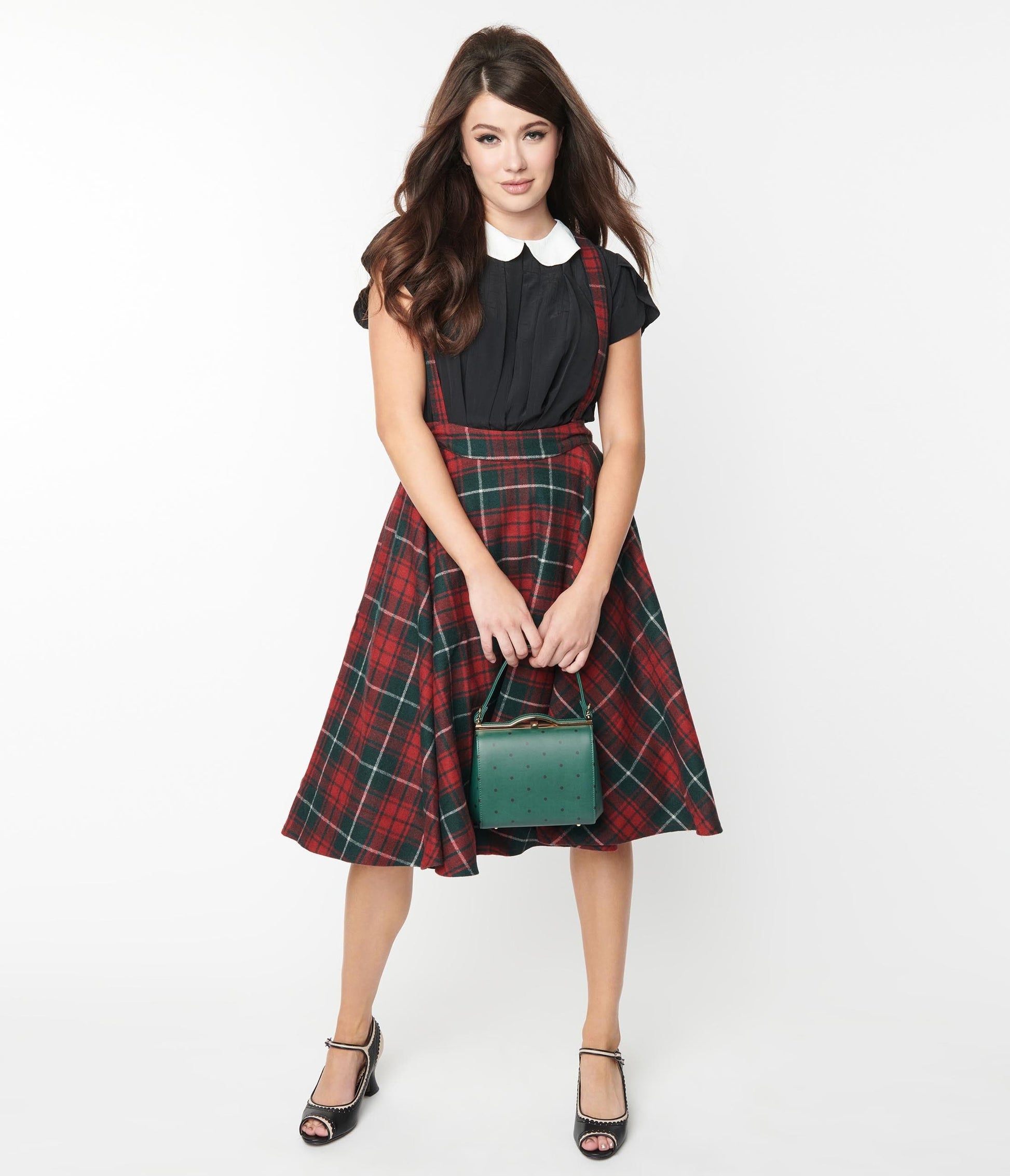 Red & Green Plaid Sophie Suspender Swing Skirt