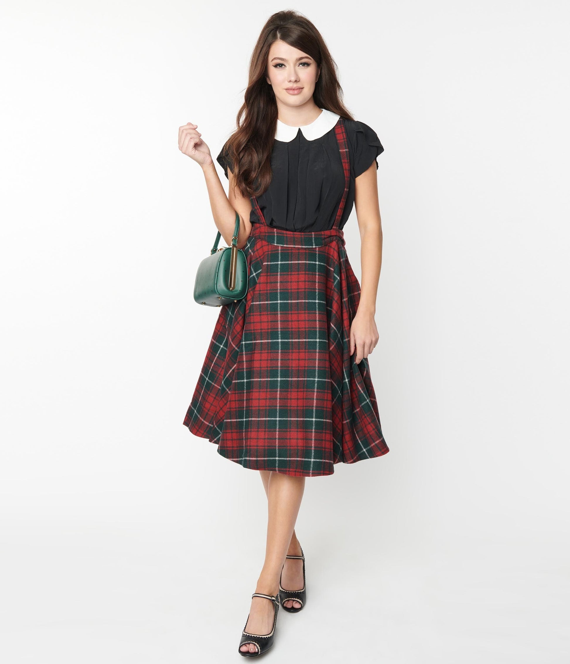 Red & Green Plaid Sophie Suspender Swing Skirt