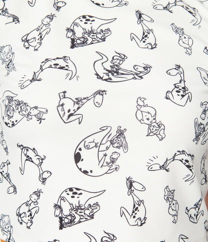 Flintstones x Smak Parlour White Dino Print Scallop Top