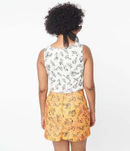 Flintstones x Smak Parlour White Dino Print Scallop Top
