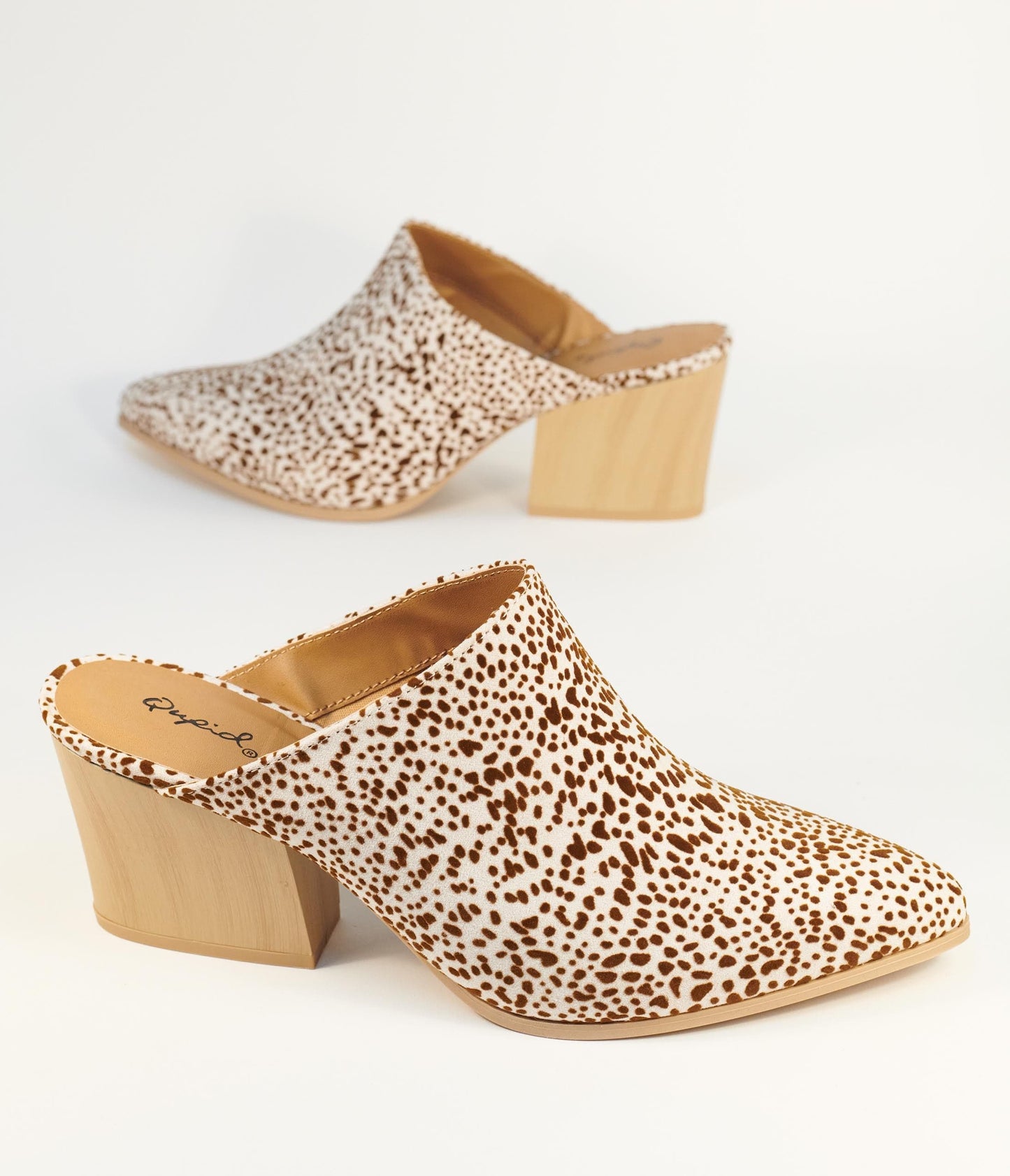 Cream & Brown Cheetah Suede Mule Heels