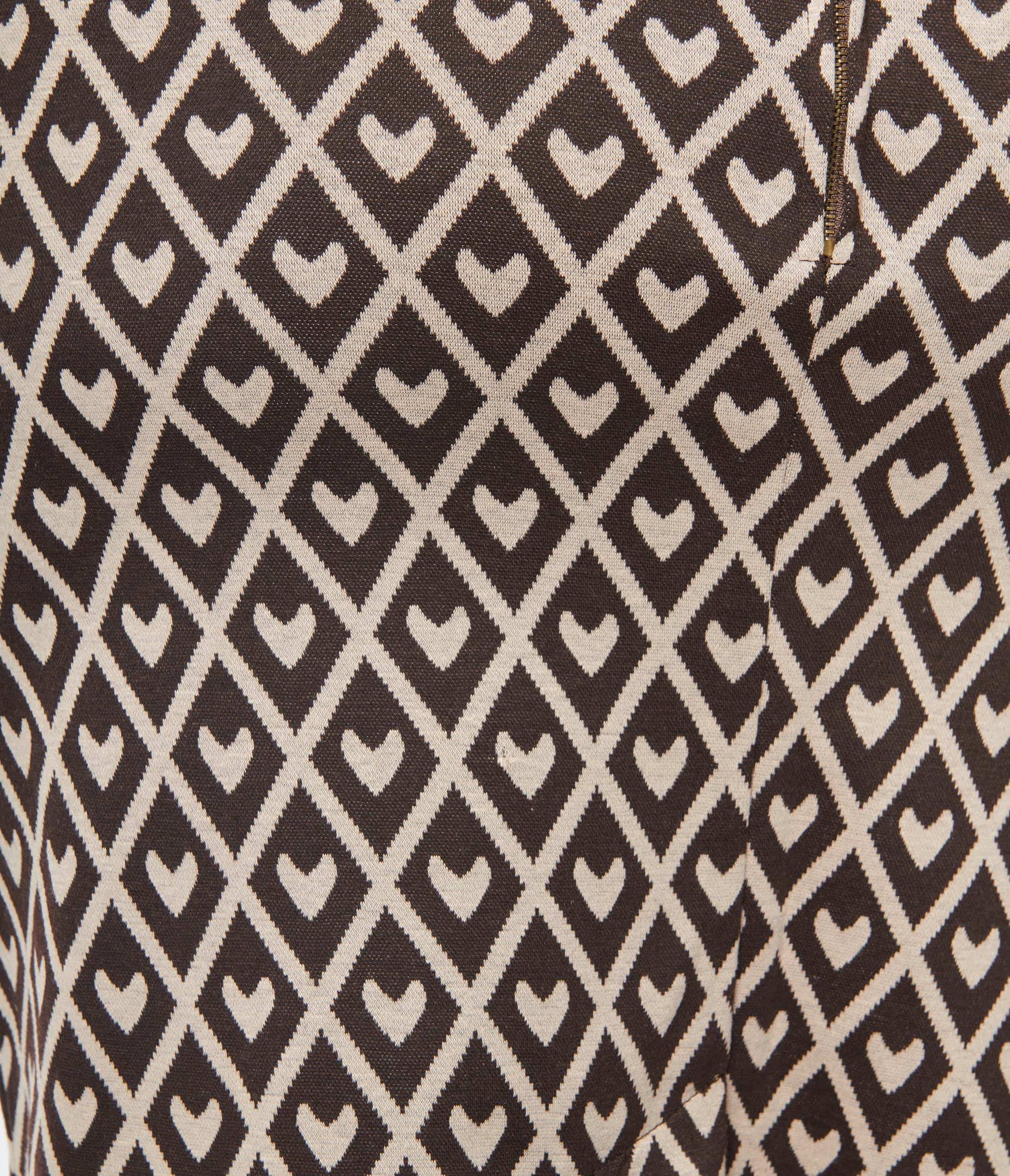 Unique Vintage Plus Size Brown Argyle Hearts Fontaine Suspender Pencil Skirt
