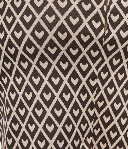 Unique Vintage Plus Size Brown Argyle Hearts Fontaine Suspender Pencil Skirt