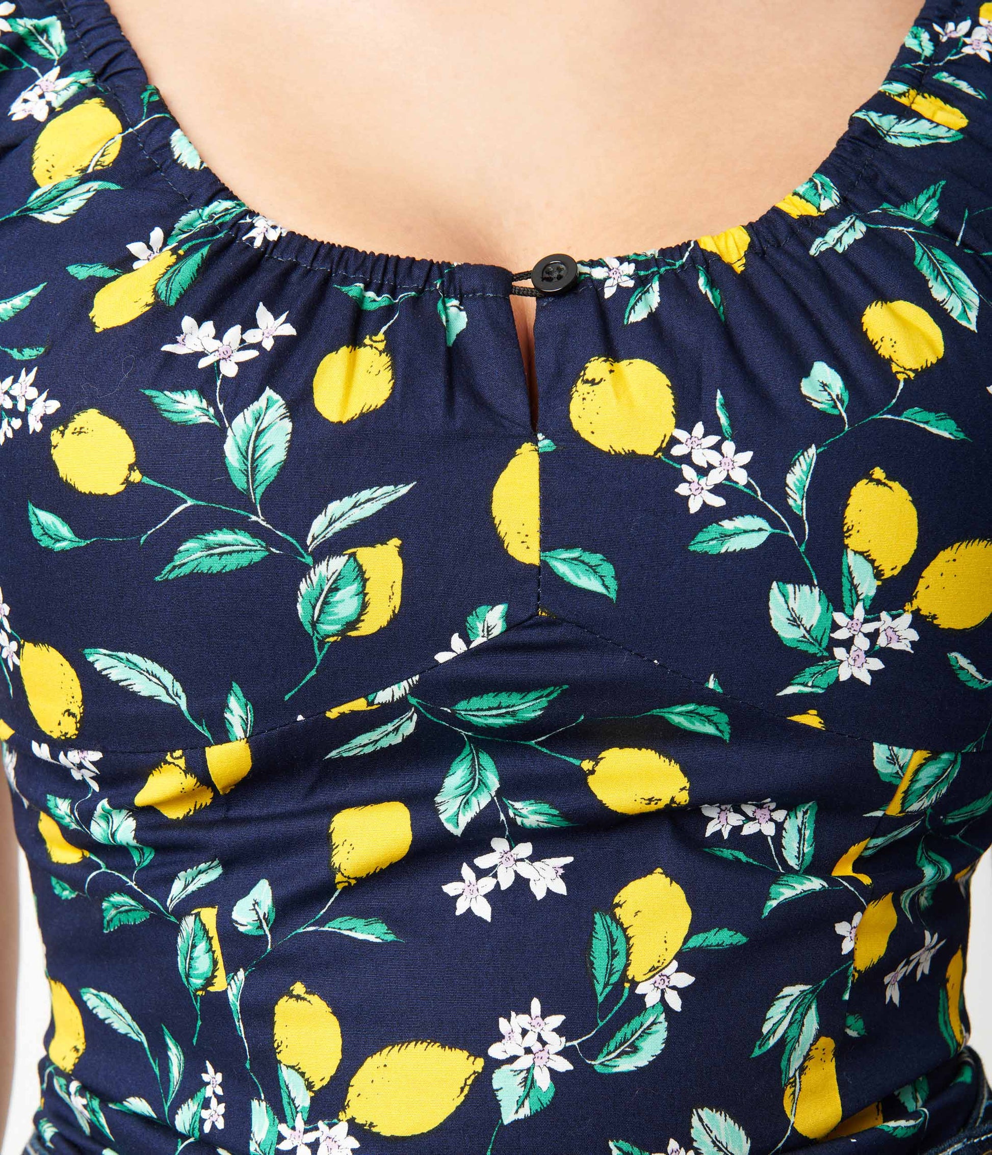 Magnolia Place Navy & Lemon Print May Top