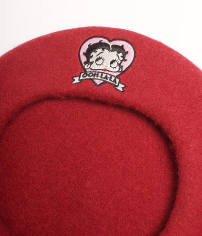 Betty Boop x Unique Vintage Burgundy Ooh La-La Beret