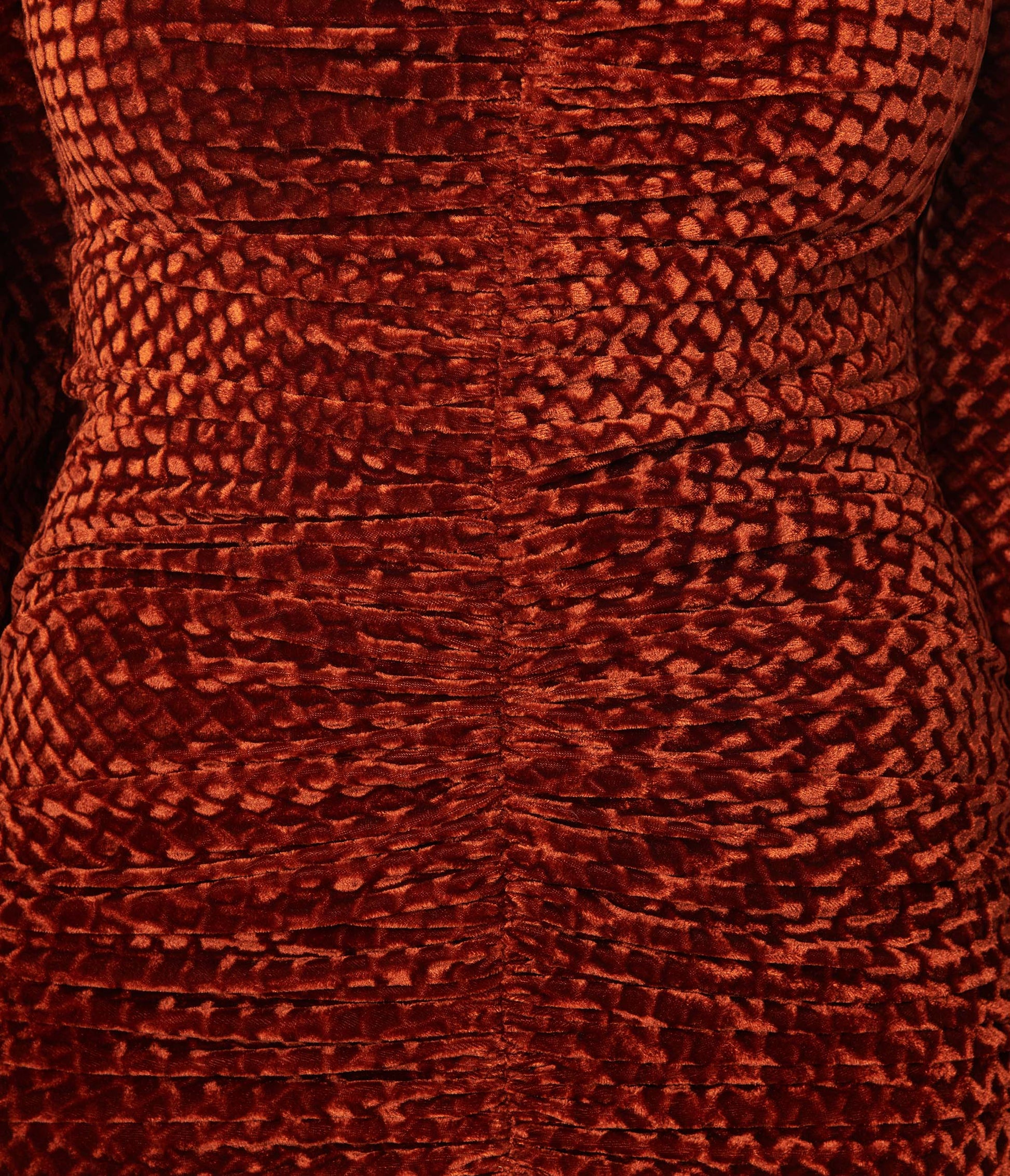 Unique Vintage Rust Embossed Velvet Barrie Maxi Dress