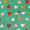 Unique Vintage Green & Multi Heart Print Swing Dress