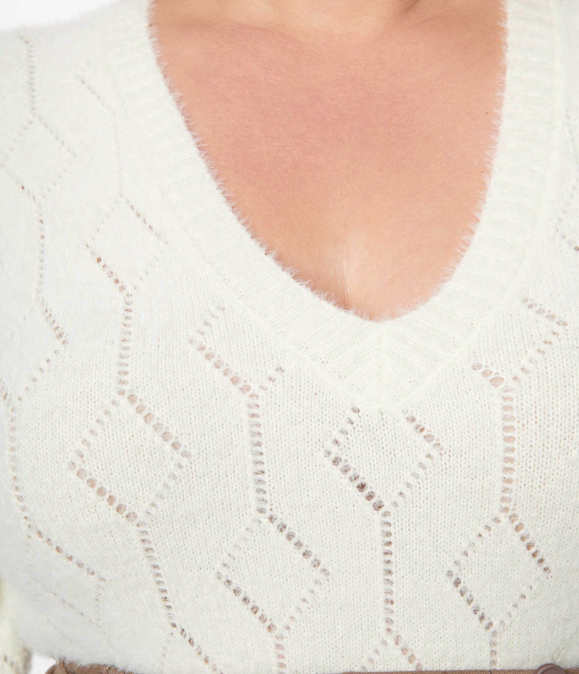 Unique Vintage Plus Size Ivory Fuzzy Long Sleeve Sweater