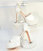 1970s White Peep Toe Platform Heels - Unique Vintage - Heels