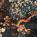 Unique Vintage Black & Beige Floral Burton Caftan Dress