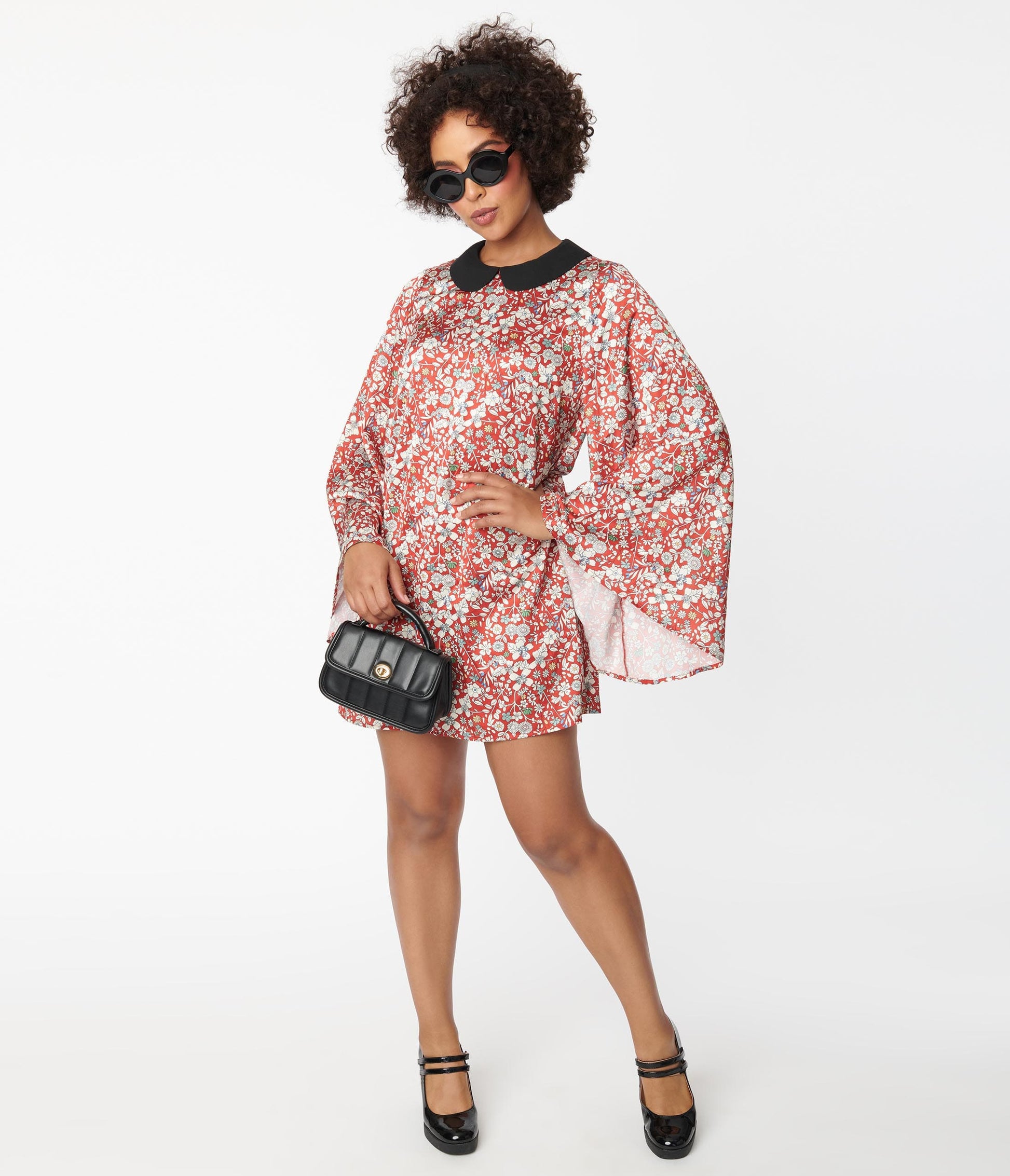Smak Parlour Rust & White Floral Mini Dress