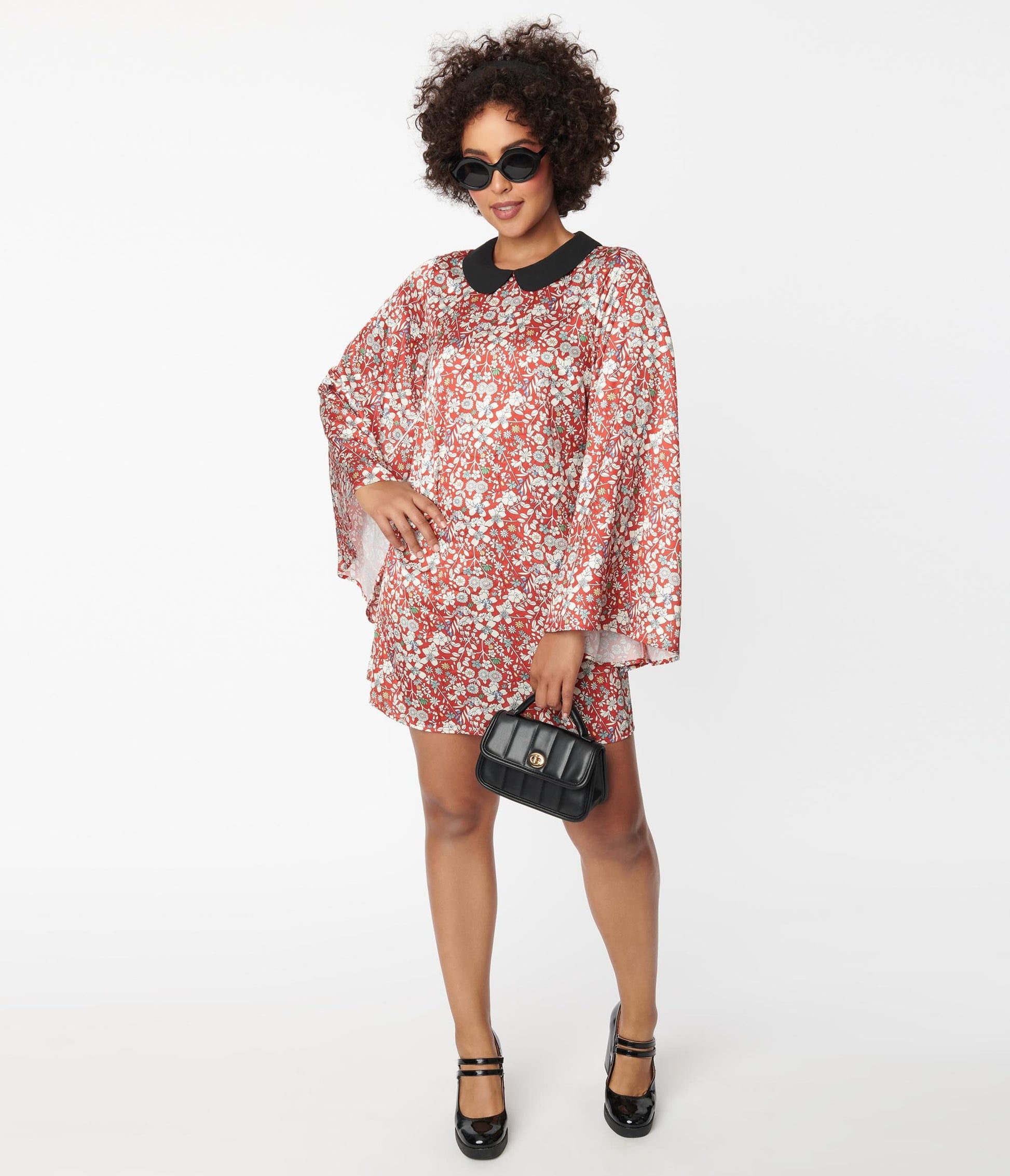 Smak Parlour Rust & White Floral Mini Dress