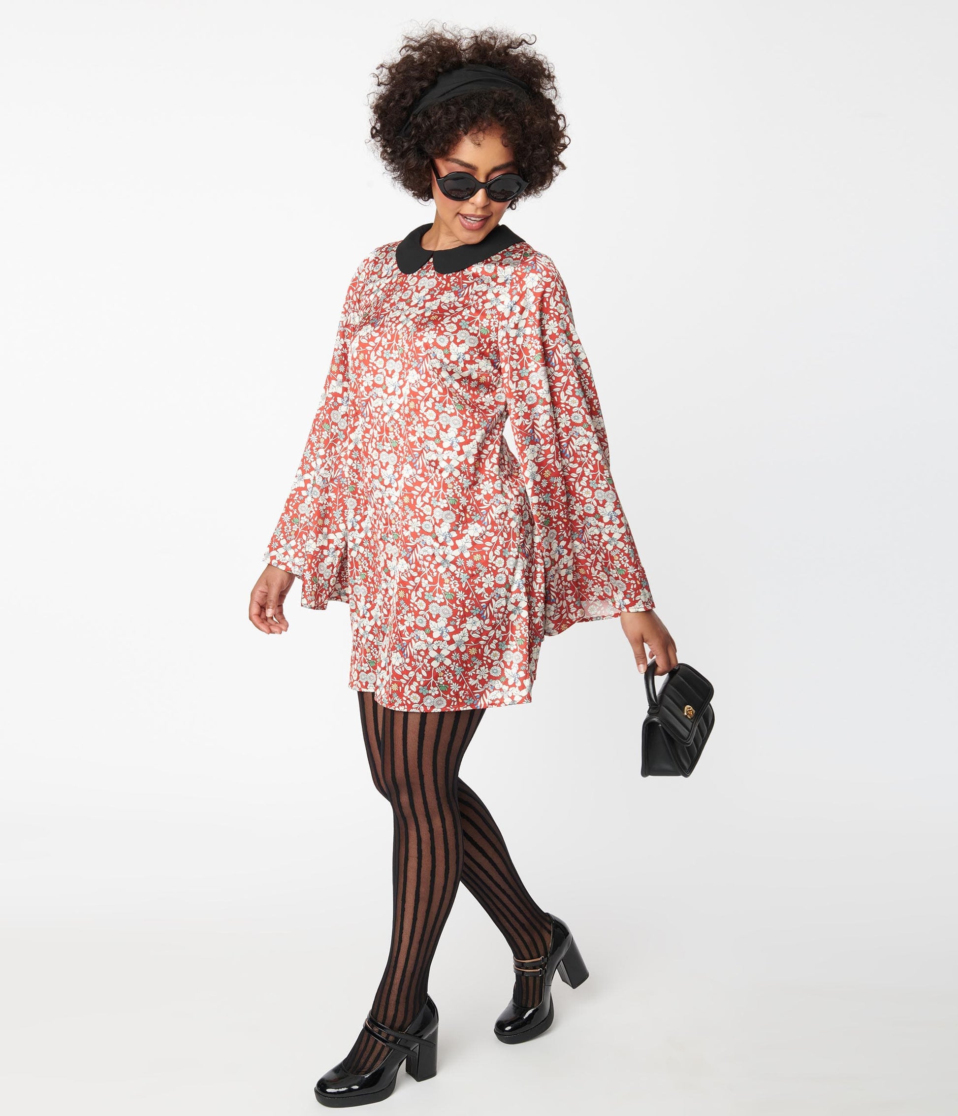 Smak Parlour Rust & White Floral Mini Dress