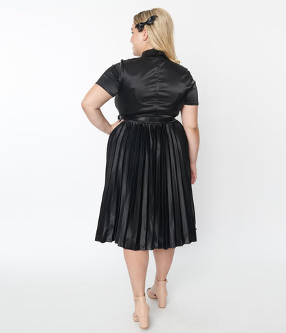 Plus Size Black Vegan Leather Katherine Midi Dress