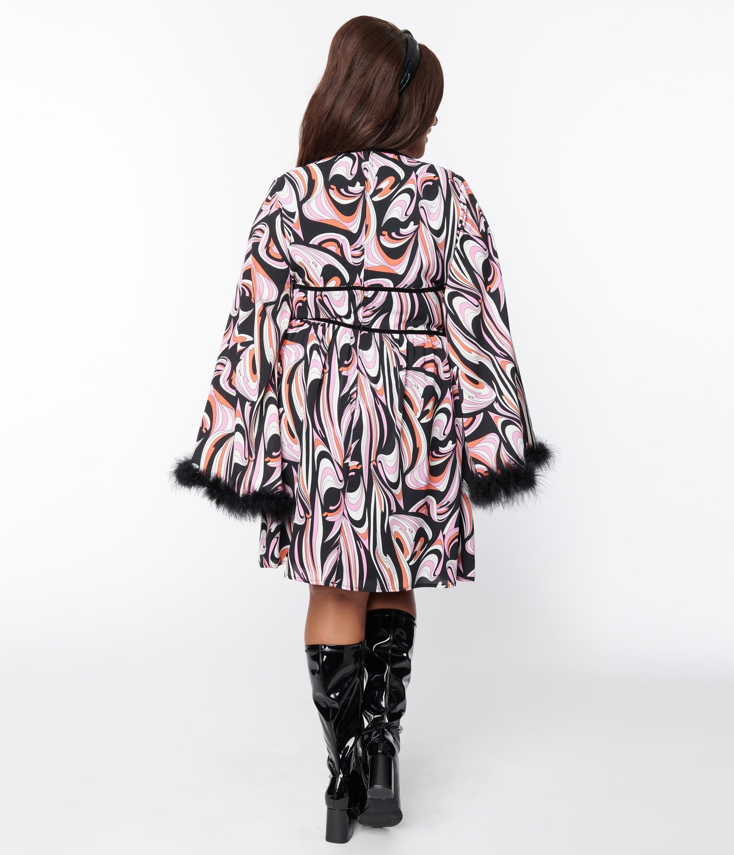 Smak Parlour Plus Size Black & Pink Psychedelic Print Mini Dress