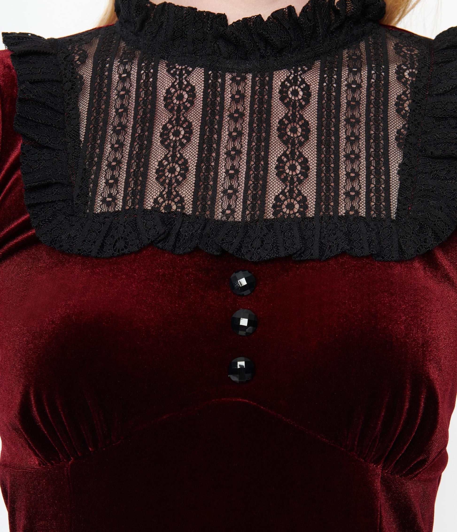 Hell Bunny 1950s Burgundy Velvet Caroline Mini Dress