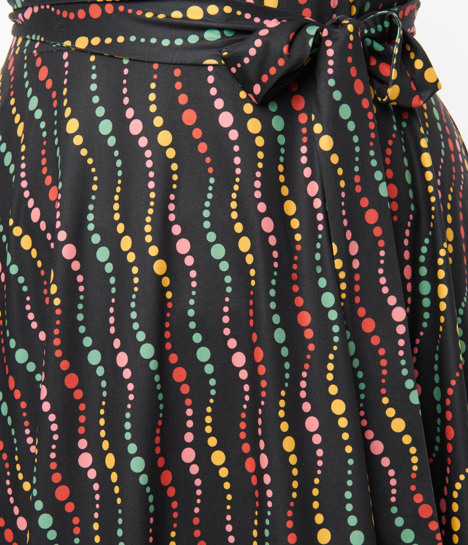 Unique Vintage Plus Size Black & Rainbow Dots Fit & Flare Dress