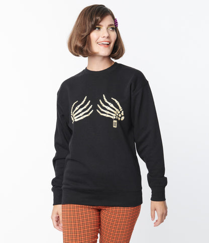 Black Skeleton Hands Sweatshirt