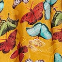 Unique Vintage Mustard & Multi Butterfly Neck Tie Flare Dress