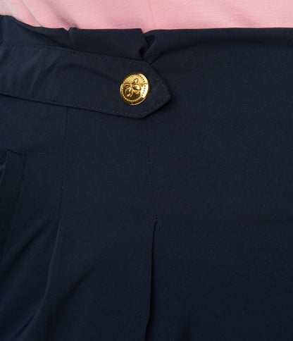 Unique Vintage Plus Size Navy Wide Leg Pants