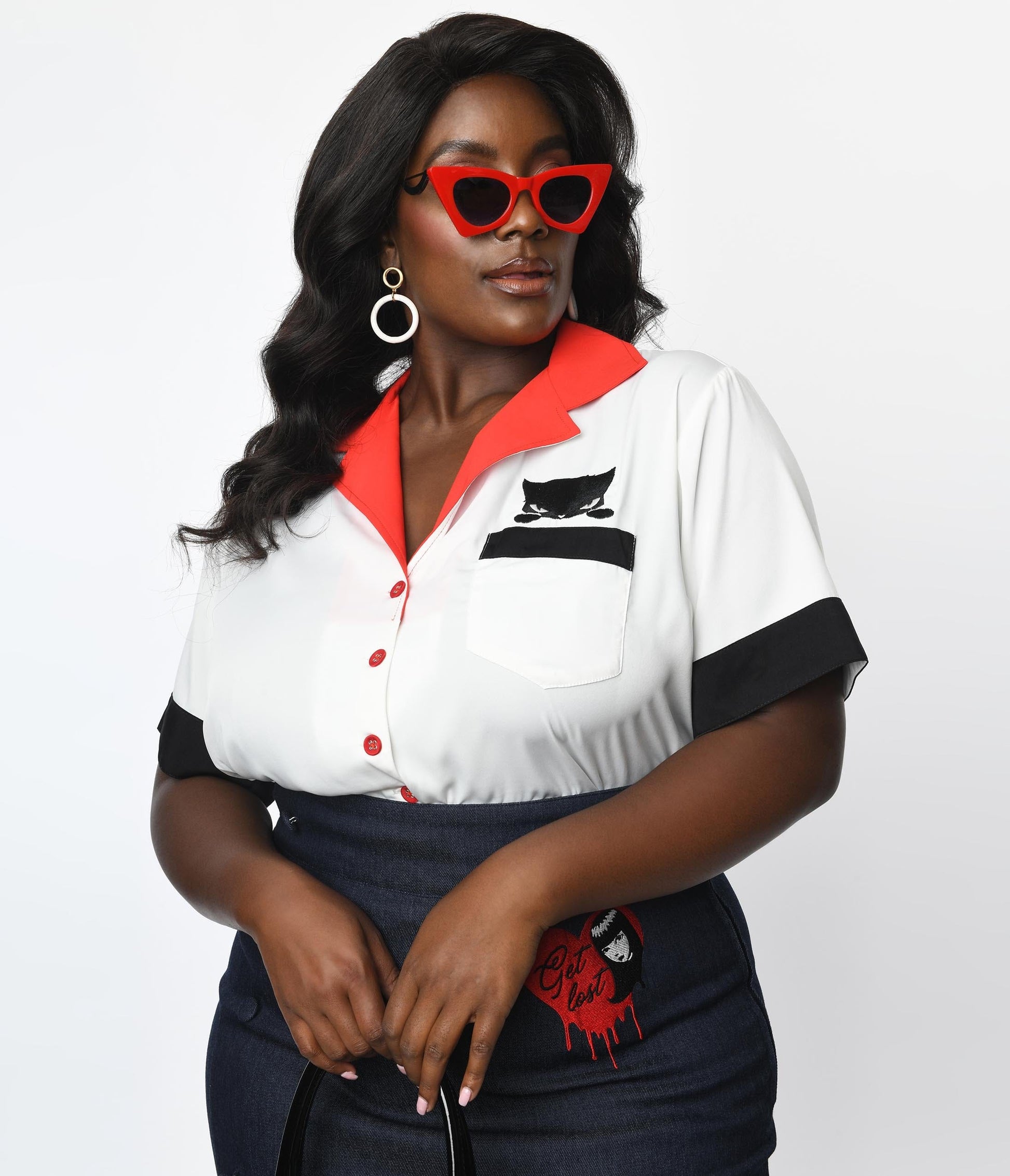 Emily The Strange x Unique Vintage Plus Size Bad Kitten Club Diner Shirt