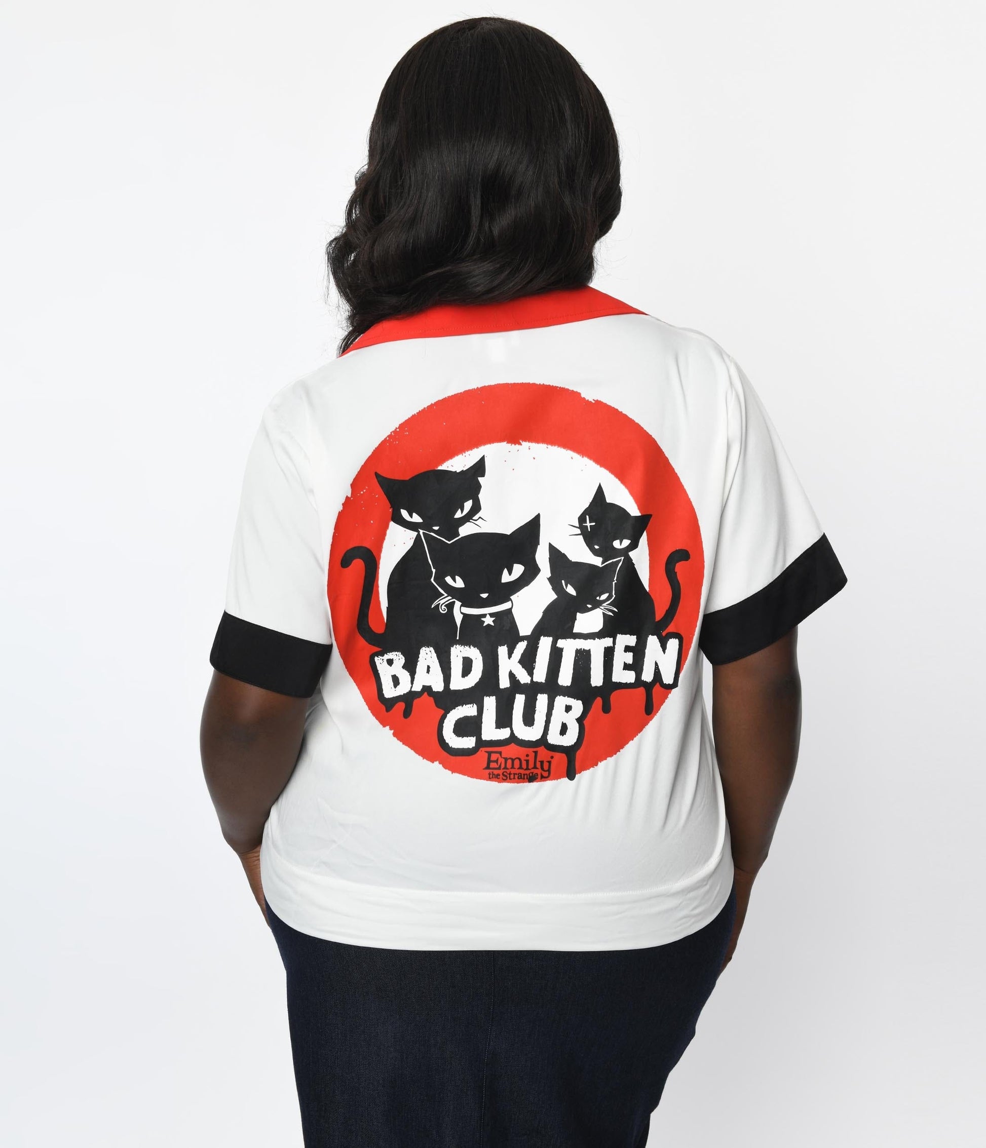 Emily The Strange x Unique Vintage Plus Size Bad Kitten Club Diner Shirt