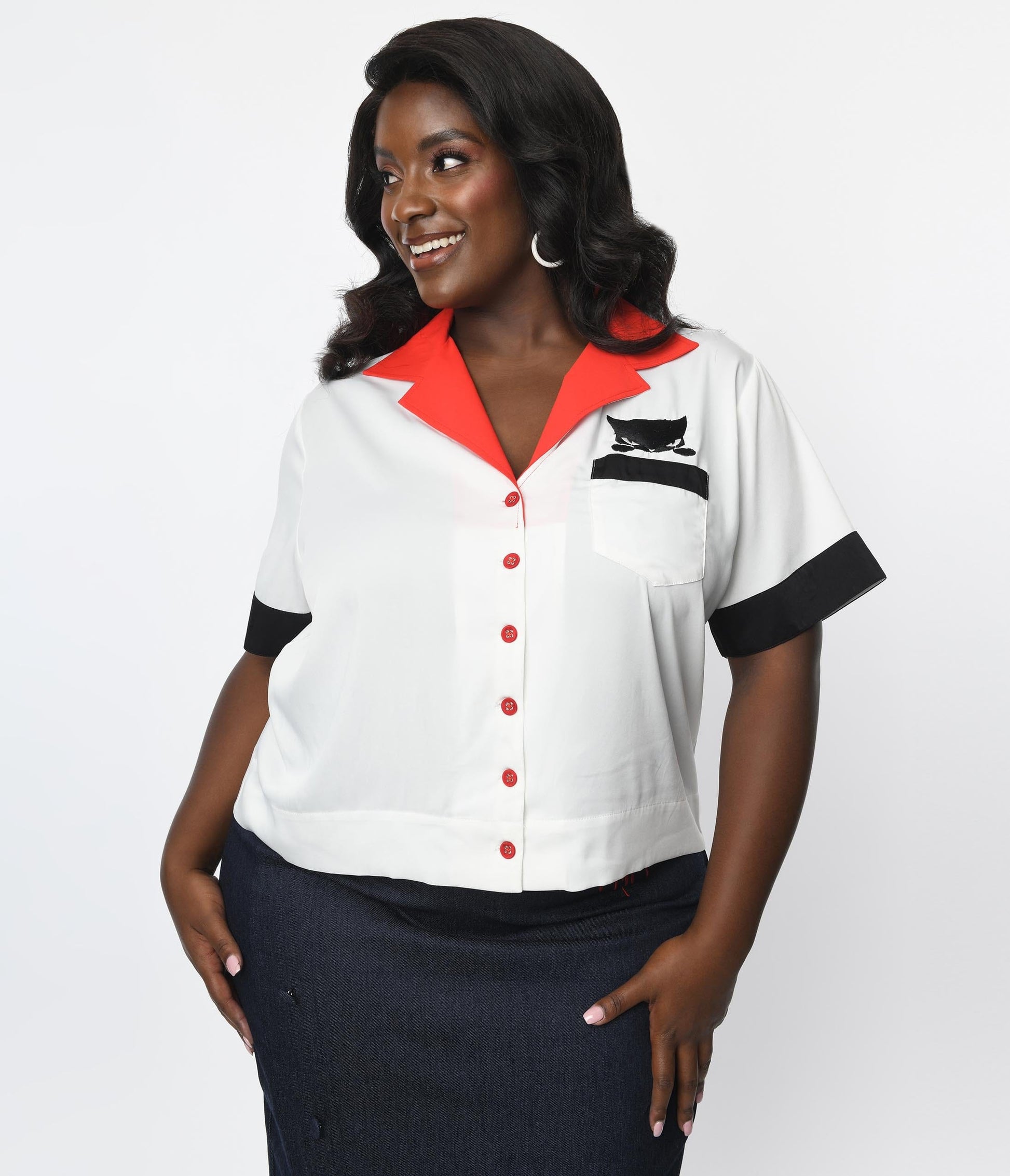 Emily The Strange x Unique Vintage Plus Size Bad Kitten Club Diner Shirt