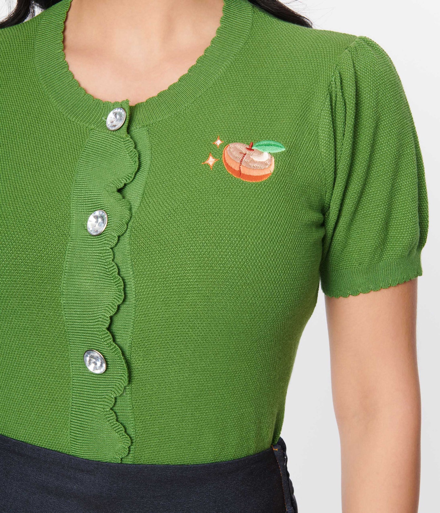 Unique Vintage Green & Peach Cardigan