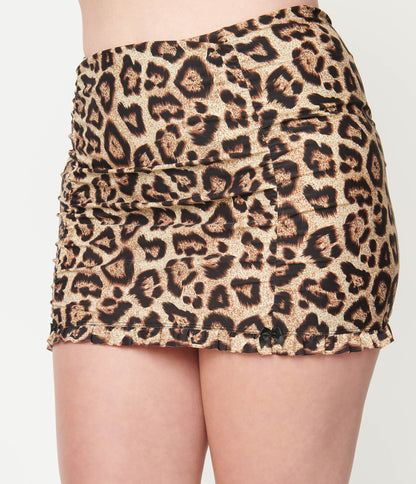 Unique Vintage Leopard Ruffled Swim Skirt - Unique Vintage - Womens, SWIM, BOTTOM